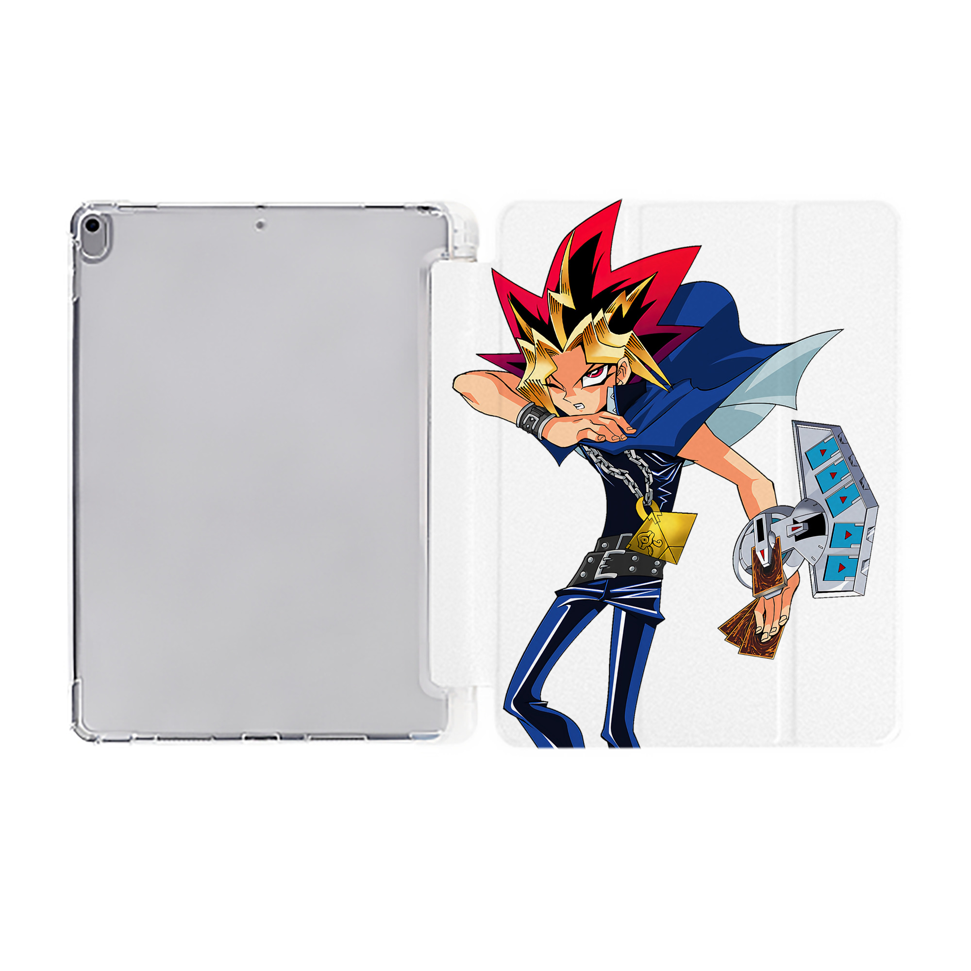 （画像用） 遊☆戯☆王 Yu-Gi-Oh! IPad ケース ペン収納付き 三つ折りスタンド PUレザー×シリコン 対応機種9.5/10.5/10.9インチ